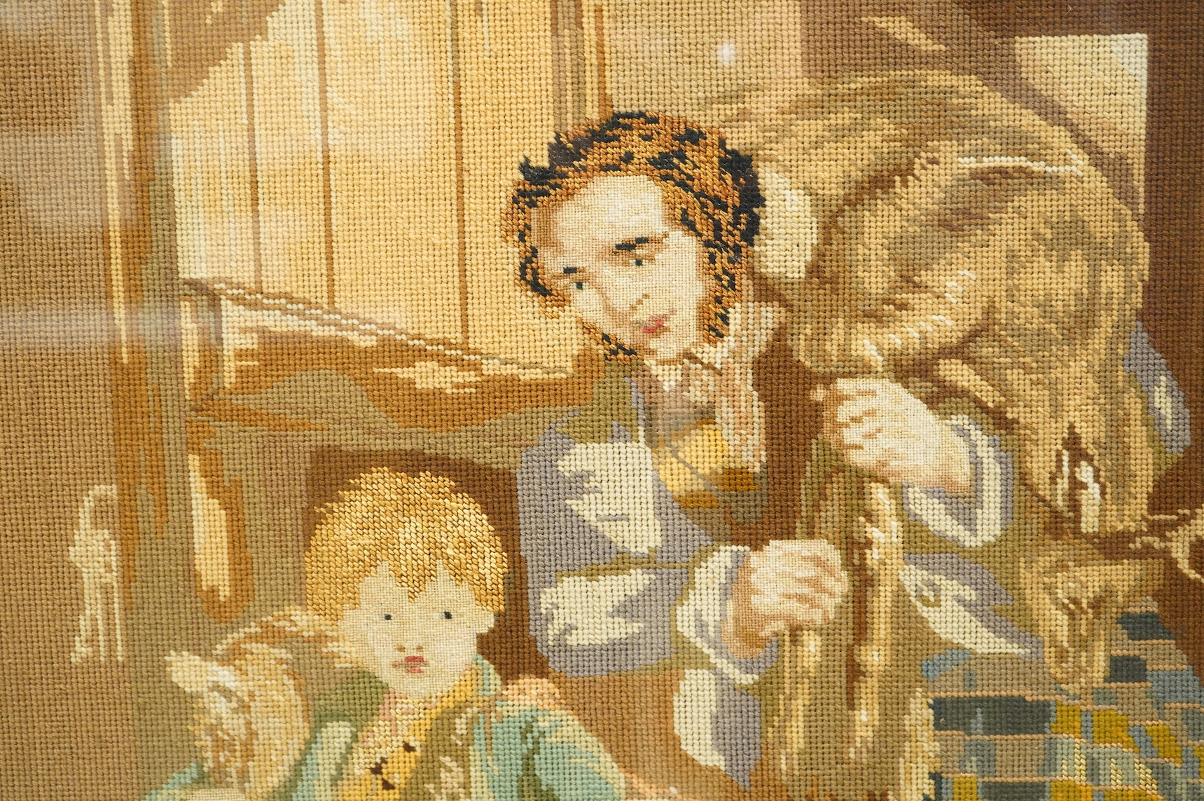 A late 19th century Berlin wool work, 'The Weighing of the deer', after John Frederick Taylor, sewn by a various female family members of the Nairns family of Fife.